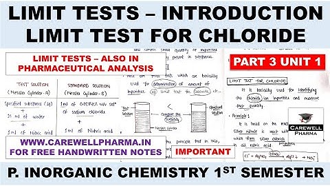 Limit Test Introduction | Limit Test for Chloride | | Part 3 Unit 1 | inorganic chemistry 1 Semester