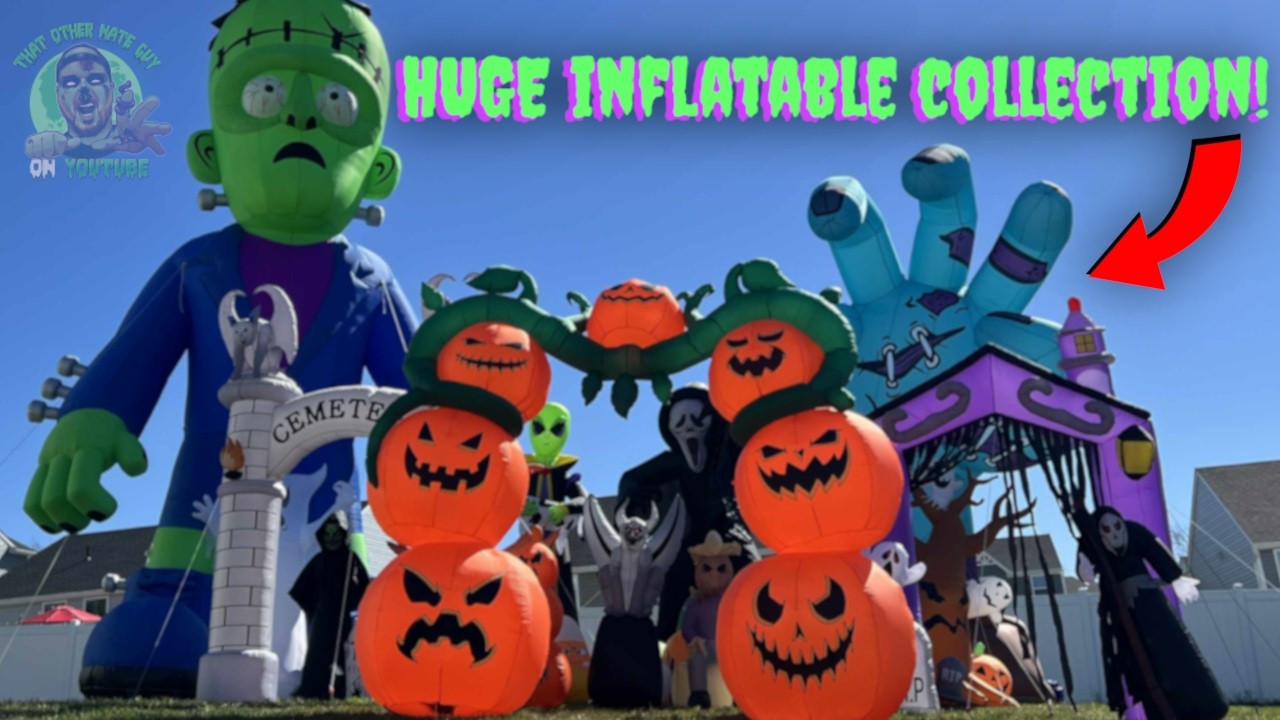Моя огромная коллекция надувных фигур на Хэллоуин! | Съемки днем ​​и ночью!