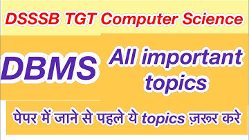 DBMS|Crash course for DSSSB TGT Computer Science