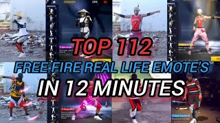 TOP 112 FREE FIRE REAL LIFE  EMOTE'S | FREE FIRE ALL EMOTE'S IN REAL LIFE | ORIGIN OF FREEFIRE EMOTE