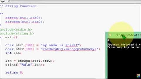 Bangla C programming tutorial 66 String functions strspn strcspn   YouTube