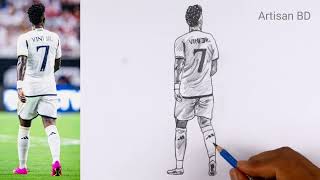 Pencil sketch realistic face Vinicius Jr || Vinicius Jr Real Madrid || Drawing Tutorial screenshot 5