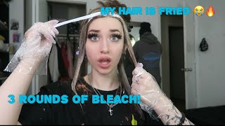 BLEACHING MY HAIR BLACK TO BLONDE AT HOME!!! FAIL?