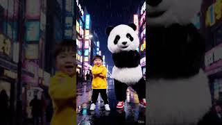 Panda &amp; Baby Dancing on Seoul Streets #funny #dance