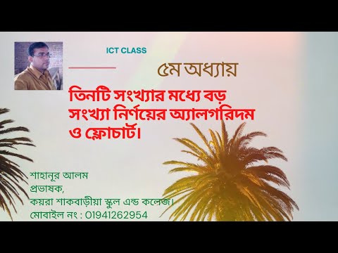 তিনটি সংখ্যার মধ্যে ছোট সংখ্যা নির্ণয়ের অ্যালগরিদম ও ফ্লোচার্ট।
