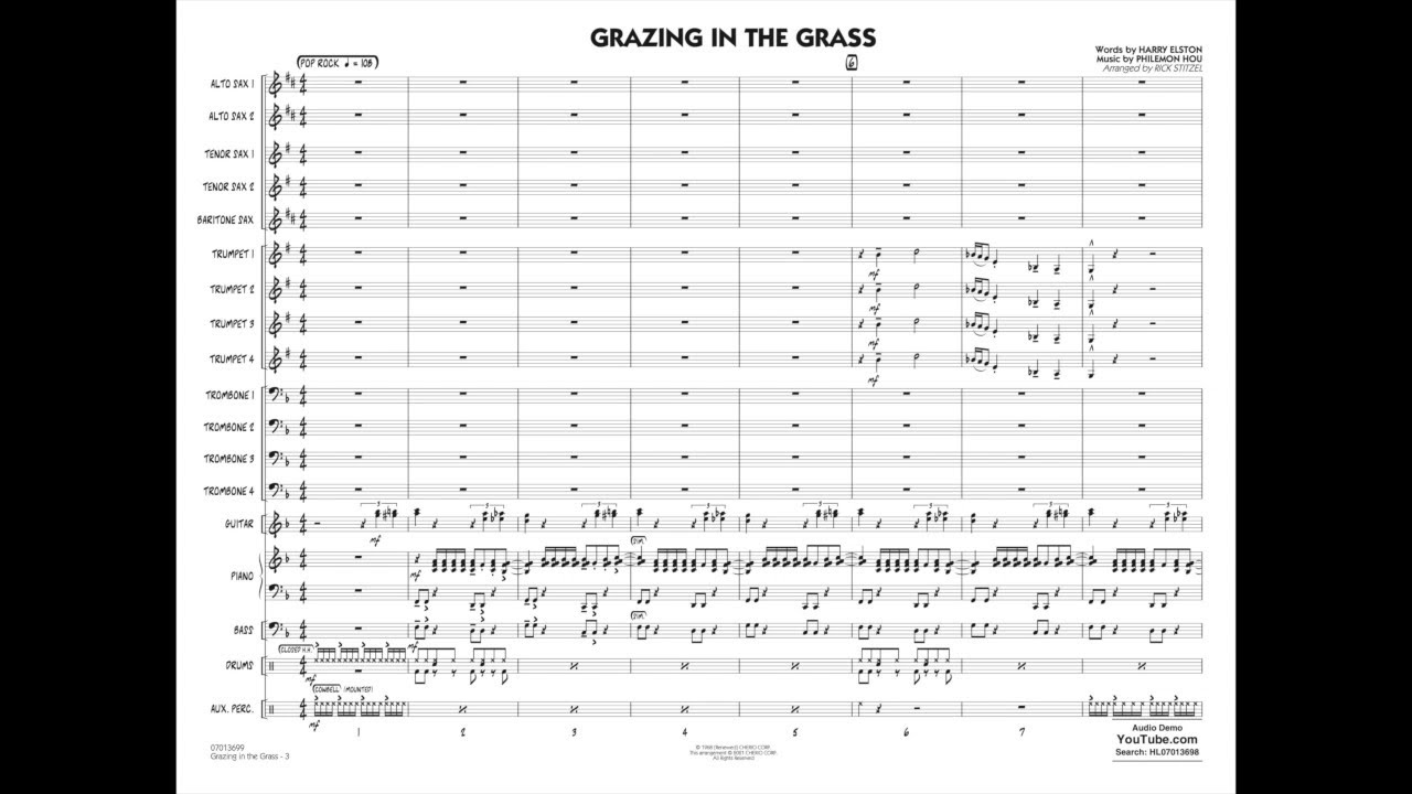 Grazing in the Grass arranged by Rick Stitzel YouTube
