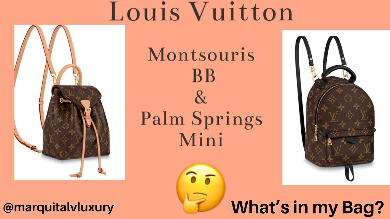 LOUIS VUITTON MONTSOURIS BB & PALM SPRINGS MINI | WHAT&#39;S IN MY BAG? - YouTube