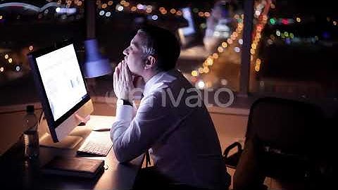 Stress from Working Late (Stock Footage)