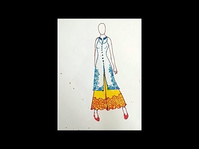 How to design draw Chinese dress. kurta/ kurti - YouTube