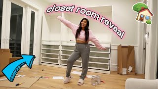 CLOSET ROOM REVEAL!! glam room tour + build furniture with us!!