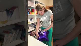 Personalized Text On Balloon. Violet Foil Star. Balloon Star. Violet Star. Balloon Decoration