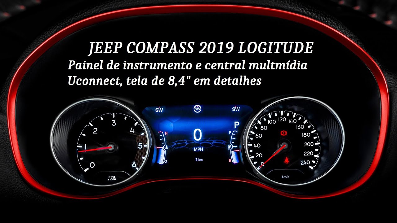 Jeep Compass 2019 Logitude. Painel de instrumentos e central multimídia