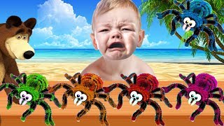 learn colors giant spider finger family nursery rhymes children