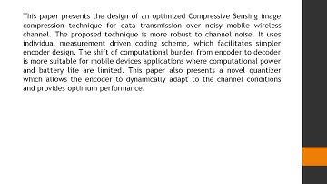 Compressive Sensing Based Image Compression and Transmission for Noisy Channels IJMREEE 11 29 41
