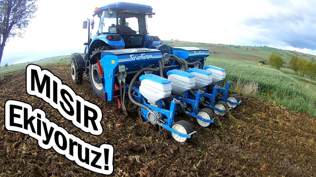 MISIR EKİYORUZ! || New Holland TD75D Traktörü Güngör 4 Karıklı Ayçiçeği ...