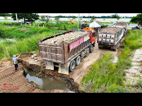 At First​ Start Epic! Smooth Heavy Overland Filling And Clean Land On Road with Many​ Trucks a Dozer