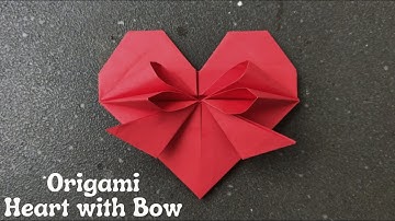 Origami Paper Heart With Bow | Easy Origami Tutorial DIY