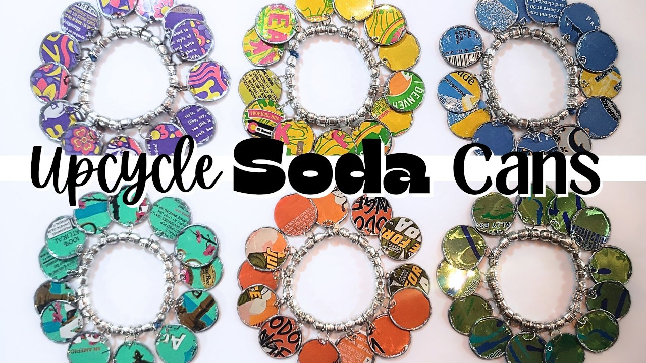 Браслеты из банок, сделанные своими руками, с разноцветными подвесками — простой и креативный мас...