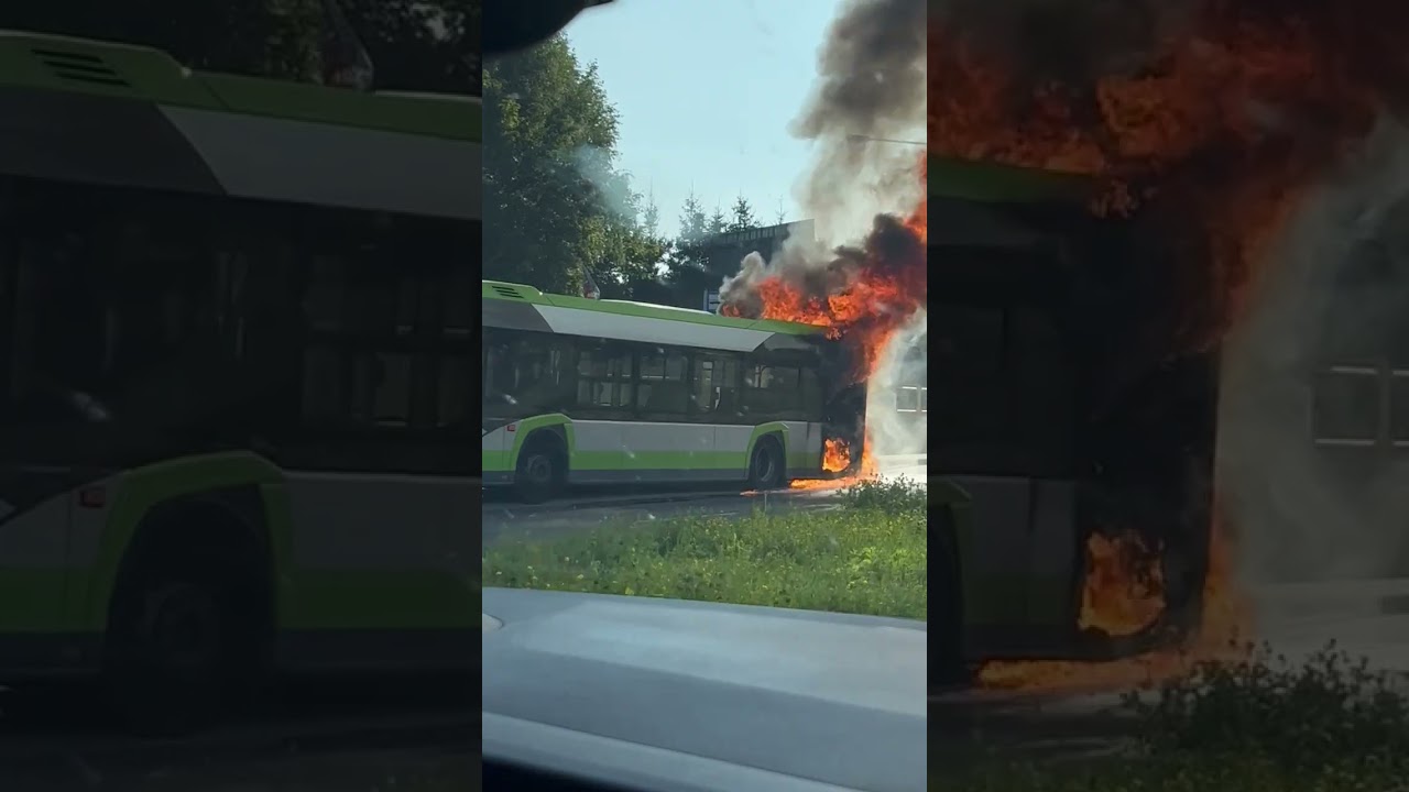 Olsztyn. Pożar autobusu komunikacji miejskiej. 
