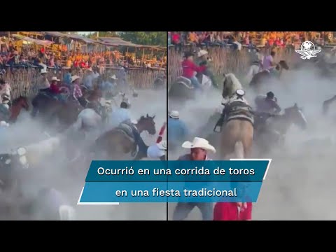 Desata caos “carambola” de caballos en torneo de lazo en Telchac, Yucatán