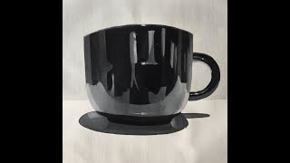 How to  BrushPainting Still Life Black Cup Oil color  Time Lapse