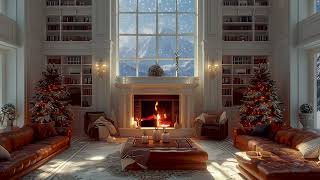 Relaxing Blizzard for Sleep | Snowstorm Sounds with Fireplace Crackling for Relieve Insomnia