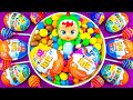 Oddly Satisfying ASMR | Lots of Kinder Eggs With Mixing Color Candy in Bowl With Lollipops Slime