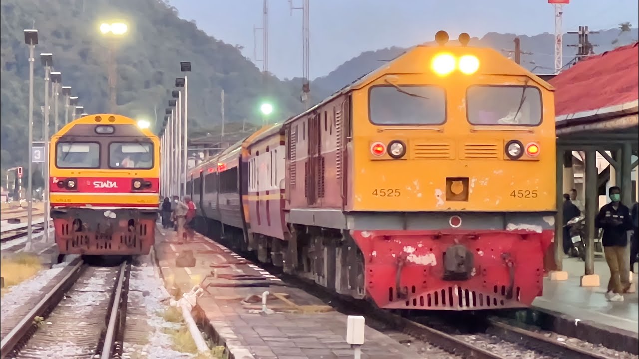 SRT. ชมวิวชิว ๆ บรรยากาศช่วงเย็น-ค่ำระหว่างทางตั้งแต่ช่องเขา-สุราษฎร์ธานี กับขบวนรถเร็วที่ 170