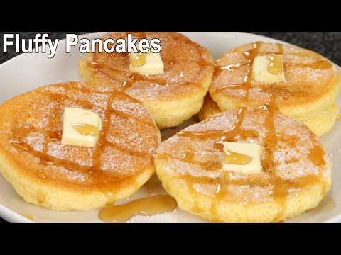 Fluffy Japanese Pancakes with 2 Eggs | How to make Soufflé Pancakes at Home | Easy Pancake Recipe thumbnail