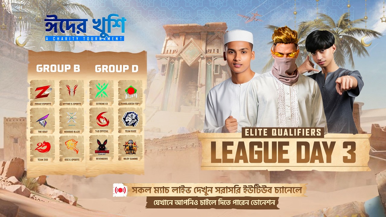🔴ᴸᶦᵛᵉ EID ER KHUSHI LEAGUE DAY 4 | CHARITY TOURNAMENT |B vs D featuring BDTOP 1, EXTREME EX