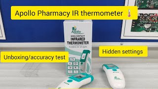 Apollo Pharmacy IR thermometer Unboxing, accuracy hidden Settings ,Modes, Sound On/Off,Memory clean.