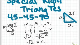Special Right Triangles 45-45-90