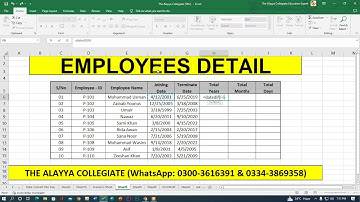 Employee Detail Sheet with using Formula "Datedif" [Alayya Collegiate]