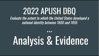 2022 Apush Dbq Ysis & Evidence