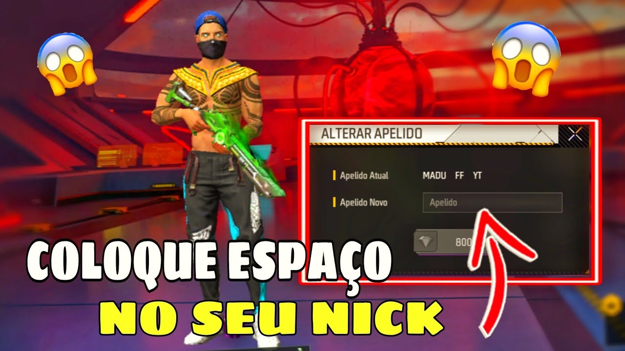 Como colocar Espaço Invisível Pequeno e Grande no nick do Free Fire (FF)!