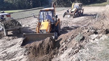 JCB Dozer Collecting Mud and Loading in Tractor - JCB Dozer VIDEO