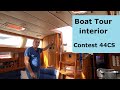 Boat Tour Contest 44CS, under deck layout and equipment