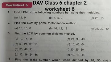 DAV Class 6 maths chapter 2 worksheet 6 ।। Class 6 math chapter 2 worksheet 6 dav public school