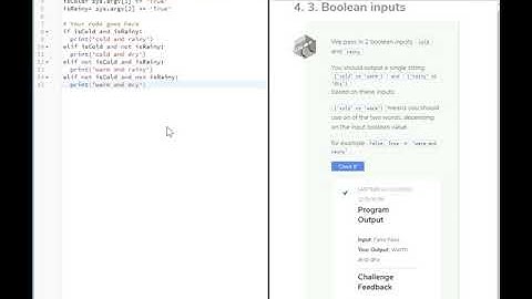 Introduction to scripting Python Codi Challenge 4. 3. Boolean inputs