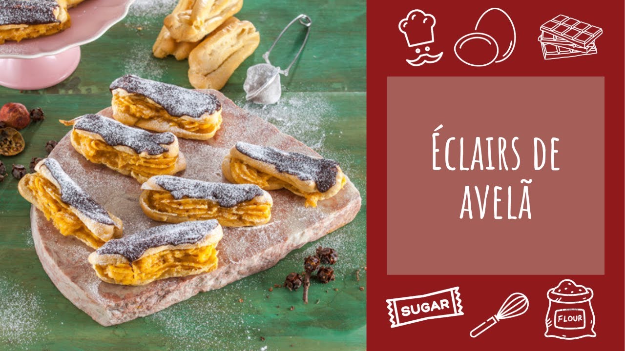 Éclairs de avelã (receita deliciosa)