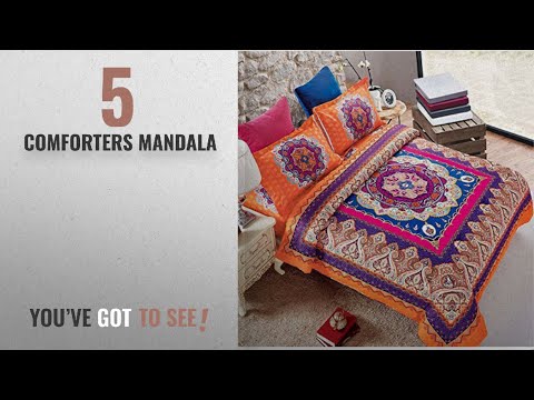 top-10-comforters-mandala-[2018]:-mandala-comforter-set-queen,-3-piece-orange-bohemian-boho-chic