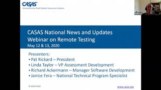 CASAS National Webinar on Remote Testing May 13, 2020