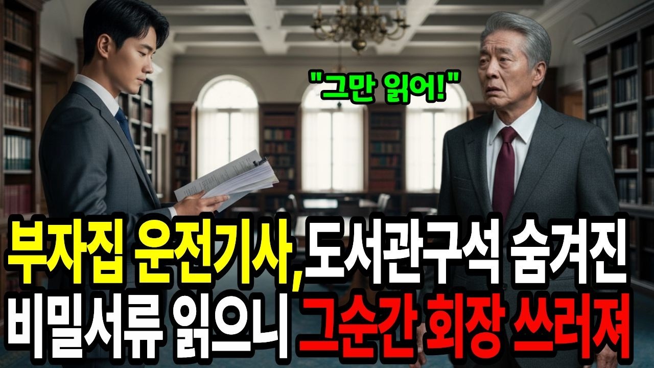 부자집 운전기사, 도서관구석 비밀서류읽으니 그순간 회장 쓰러지며 