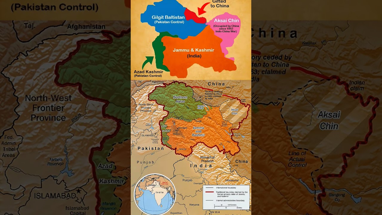 POK and Aksai Chin | Jammu & Kashmir | North India map | 