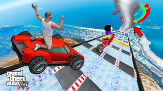 FRANKLIN,SHINCHAN & CHOP PLAY HARD ICE WITH TORNADO RAMP CHALLENGE IN GTA5