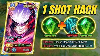 WTF DAMAGE!! GLOBAL XAVIER 1 HIT BUILD! 200% DAMAGE HACK? 😱 (CHEAT?) | XAVIER BEST BUILD 2026 | MLBB screenshot 2