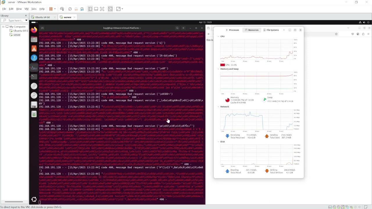 Demo DDoS attack with MHDDoS tool, layer 7 and layer 4 method