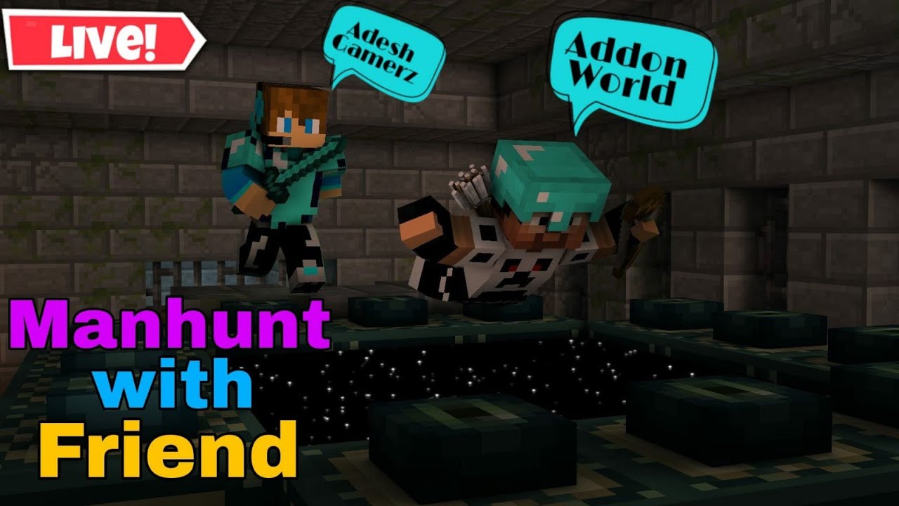 Manhunt | manhunt with friend in Minecraft #mcpe - YouTube