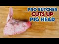 PRO BUTCHER Cuts Up A Pig Head