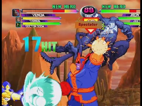 MvC2: NickDoom - Venom Throw to Corner Relaunch FS 50% Combo